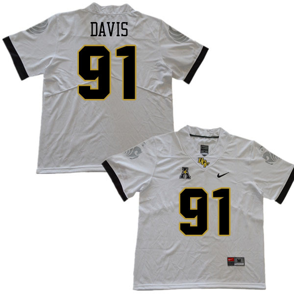 Men #91 Alexander Davis UCF Knights College Football Jerseys Stitched Sale-White